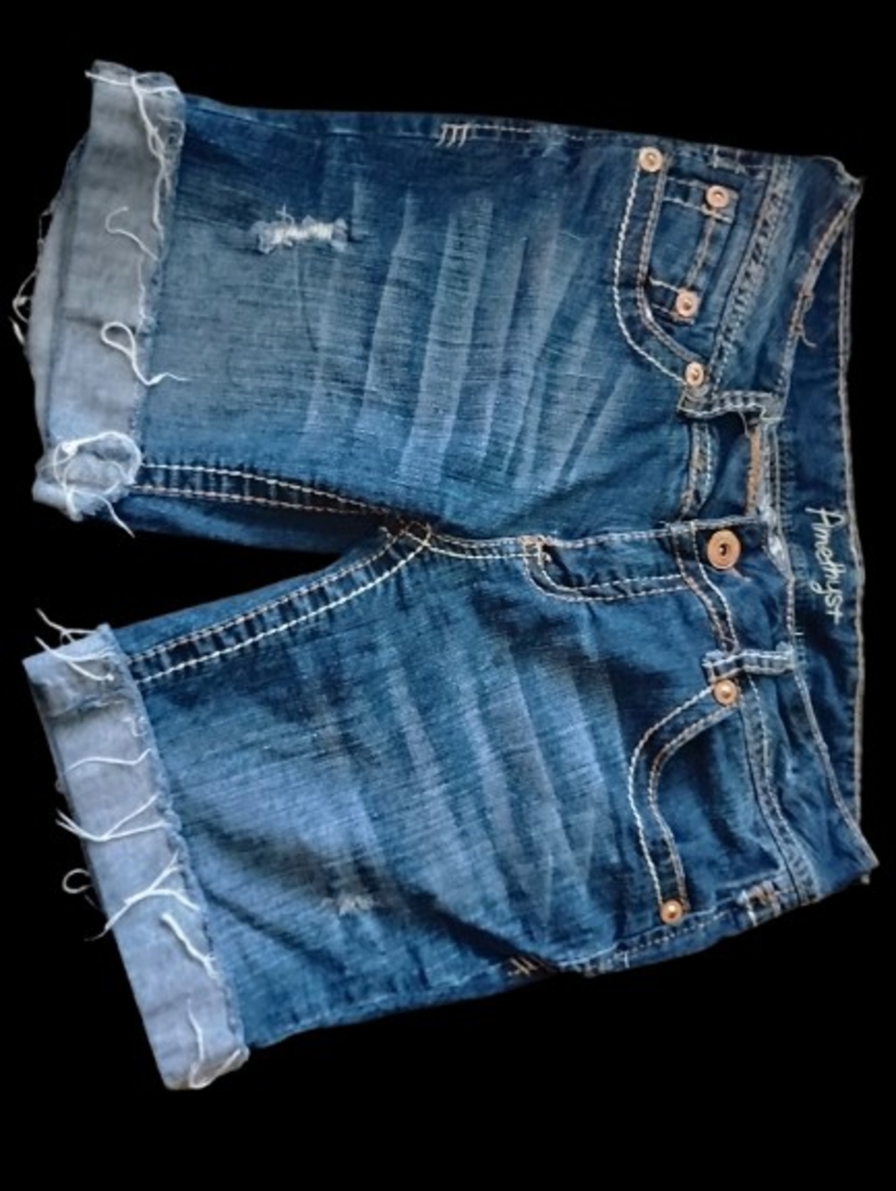 Amethyst Jeans Distressed Dark Blue Denim Shorts